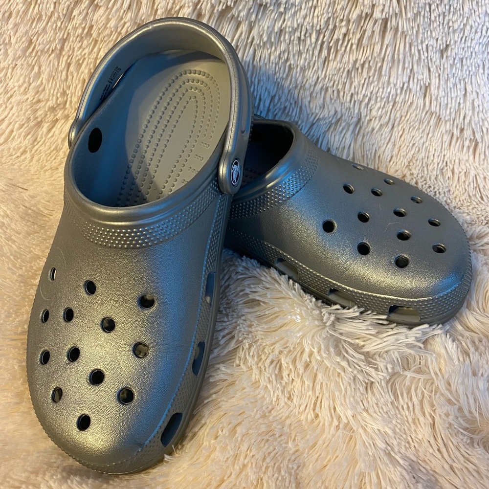 Silver Metallic Crocs Classic Clog M8/W10